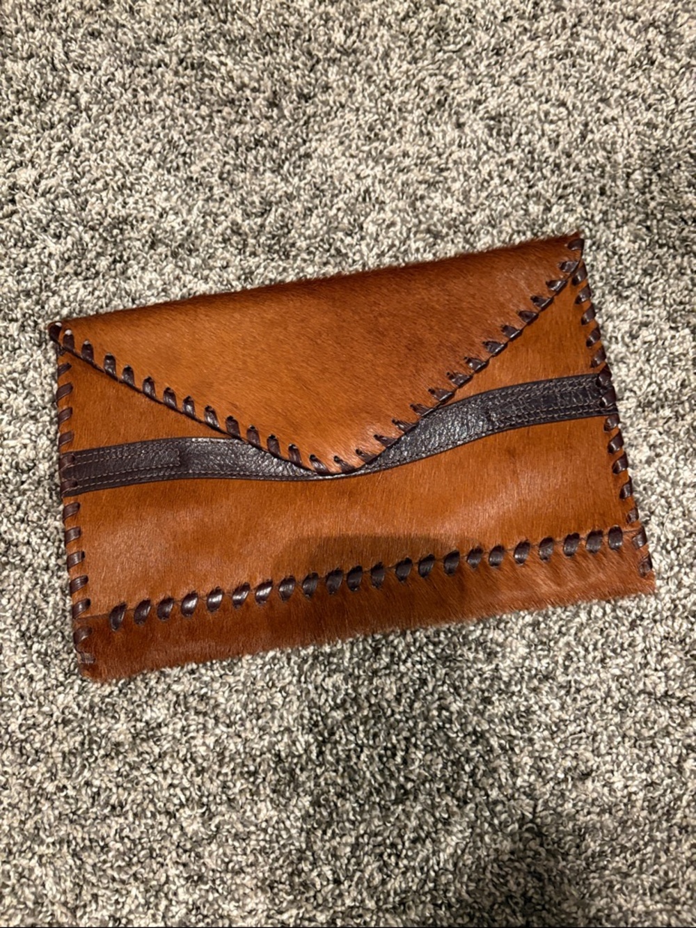 Laggo Handcrafted Brown Leather Envelope Clutch